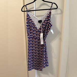 Dress  Red and Blue Patterned Wrap Dress by Lumie’re